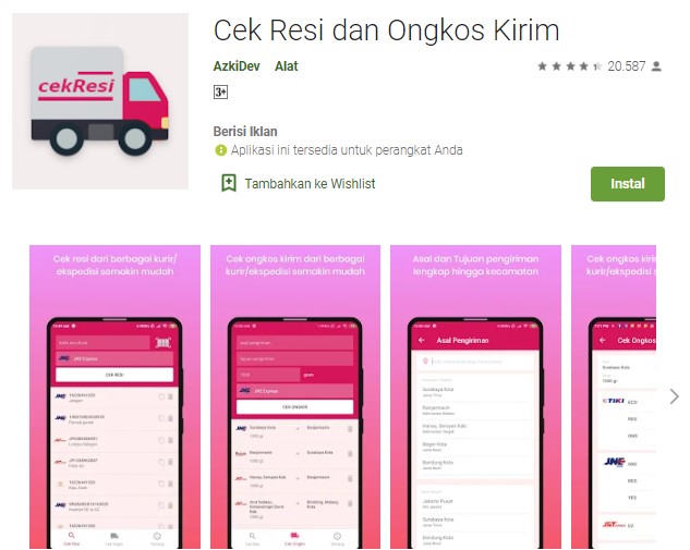 Cek Resi dan Ongkos Kirim