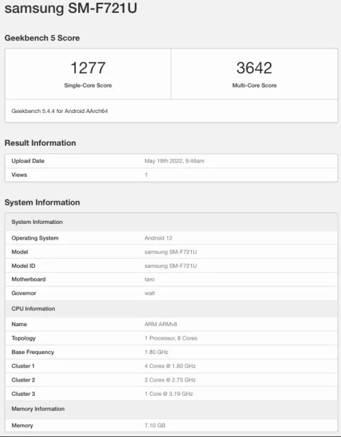 Daftar Geekbench Samsung SM F721U