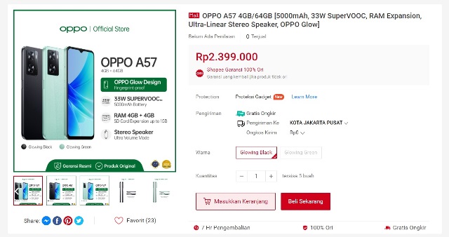 Harga Oppo A57 di Indonesia Harga Oppo A57 di Indonesia