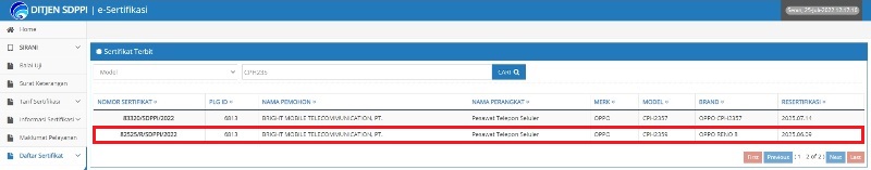 Sertifikat Postel Oppo Reno 8 Sertifikat Postel Oppo Reno 8
