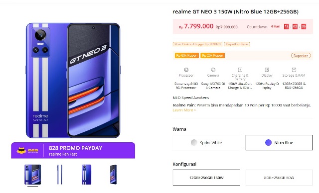 Harga Realme GT Neo3 di Indonesia Harga Realme GT Neo3 di Indonesia