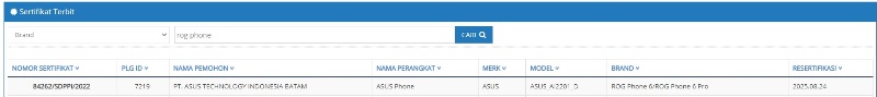 Sertifikasi Postel Asus ROG Phone 6 Sertifikasi Postel Asus ROG Phone 6
