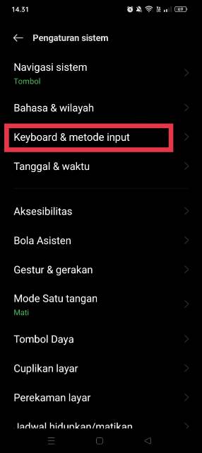 Keyboard metode input