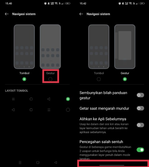 Mengubah tombol navigasi menjadi isyarat
