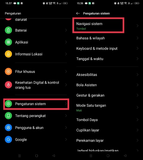 Pengaturan navigasi