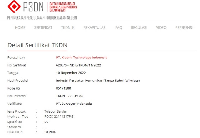 Sertifikasi TKDN Poco X5 5G Sertifikasi TKDN Poco X5 5G