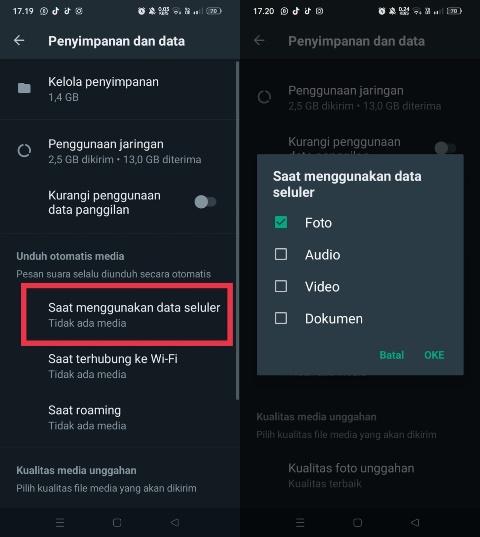 Aktifkan unduhan otomatis foto