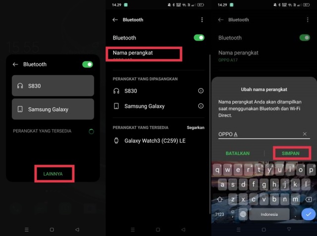Ganti nama Bluetooth