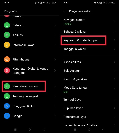Pengaturan keyboard