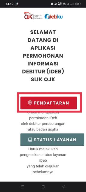 Tombol pendaftaran