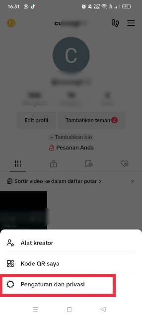 Pengaturan dan privasi tiktok