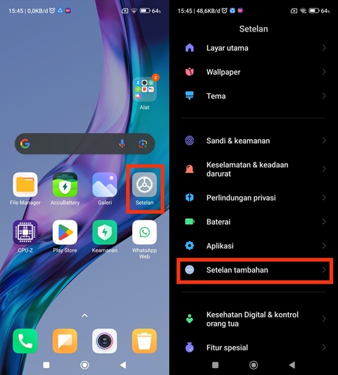 Setelan tambahan Xiaomi