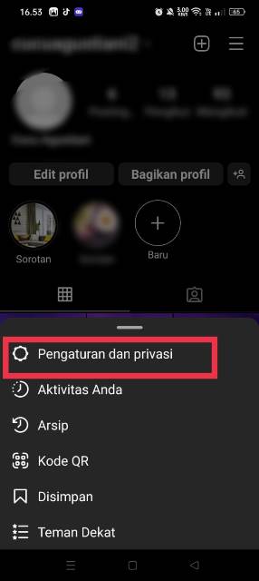 Pengaturan privasi IG