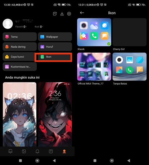 Pilih ikon aplikasi