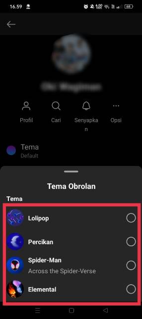 Pilih tema DM