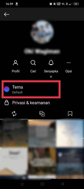 menu Tema