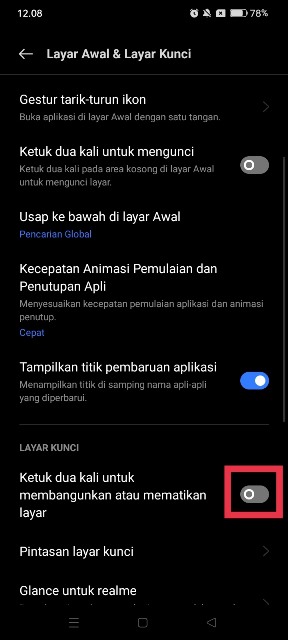 Aktifkan fitur ketuk dua kali