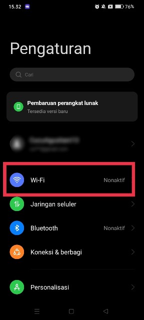 menu WiFi