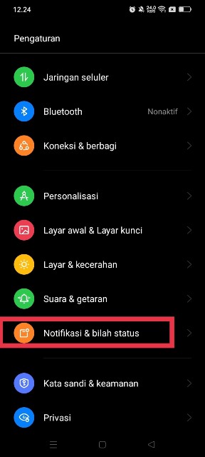 Notifikasi dan bilah status