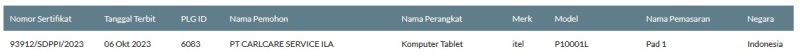Sertifikasi Postel Itel P10001L Sertifikasi Postel Itel P10001L