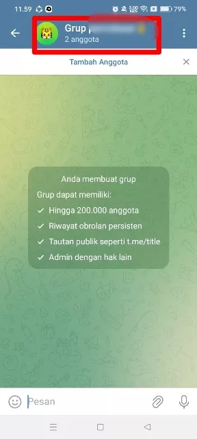 klik nama grup