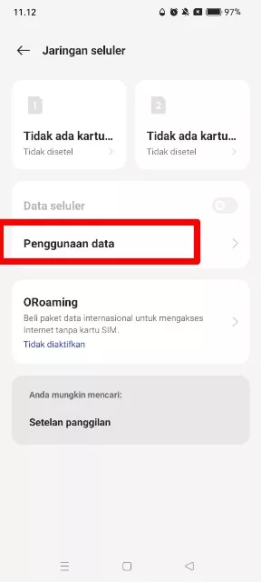 penggunaan data