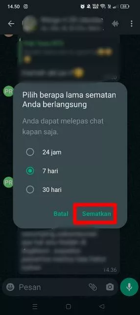 pilih waktu dan sematkan