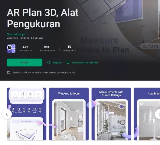 AR Plan 3D, Alat Pengukuran AR Plan 3D, Alat Pengukuran