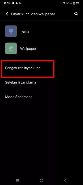 pengaturan layar kunci