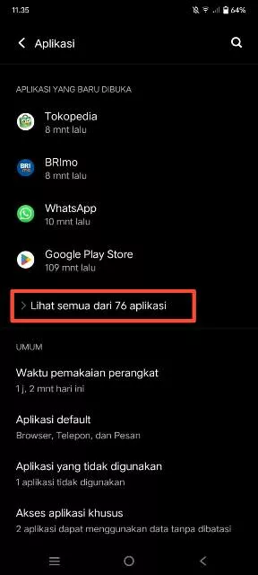 Lihat semua aplikasi