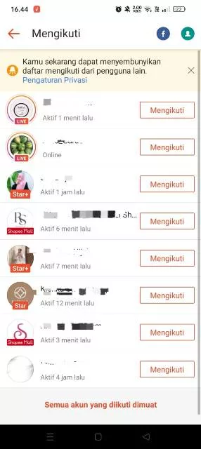 daftar toko yang diikuti