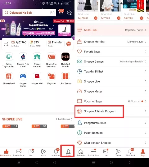 Menu Shopee Affiliate Program