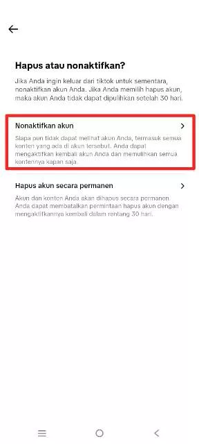 Nonaktifkan akun