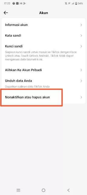 Nonaktifkan atau hapus akun