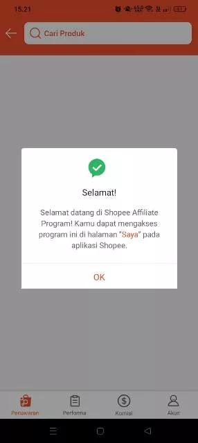 Selamat pendaftaran berhasil