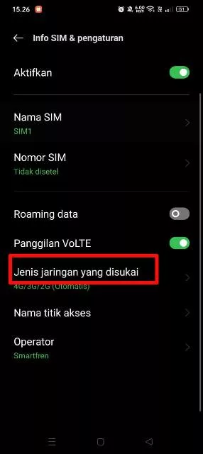 Jenis jaringan yang disukai