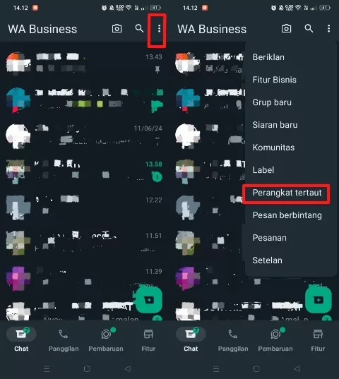 Menu perangkat tertaut