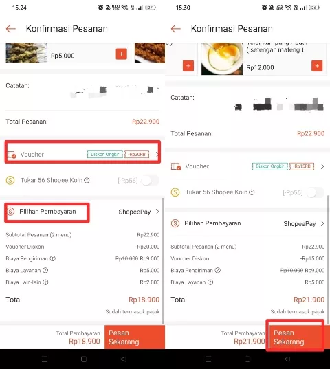 tombol pesan sekarang
