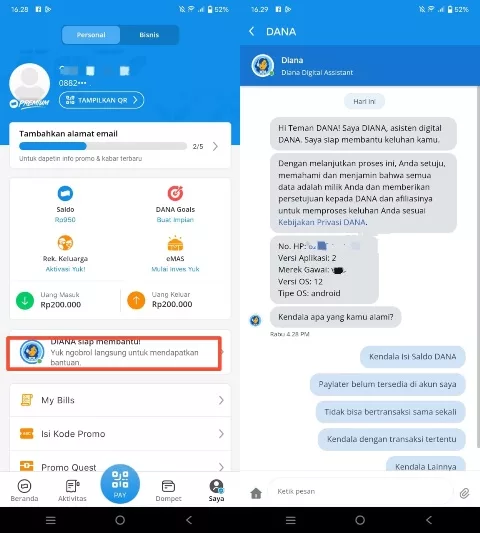 Cara ganti nama DANA dengan Chat DIANA