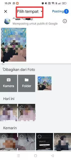 Pilih tempat
