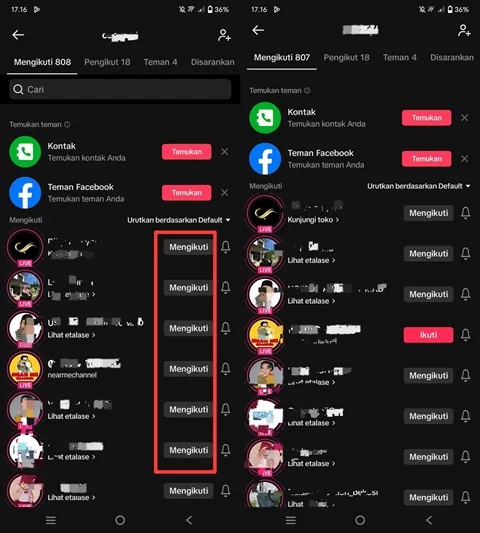 Unfollow tiktok
