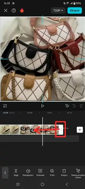 geser selector ke kiri
