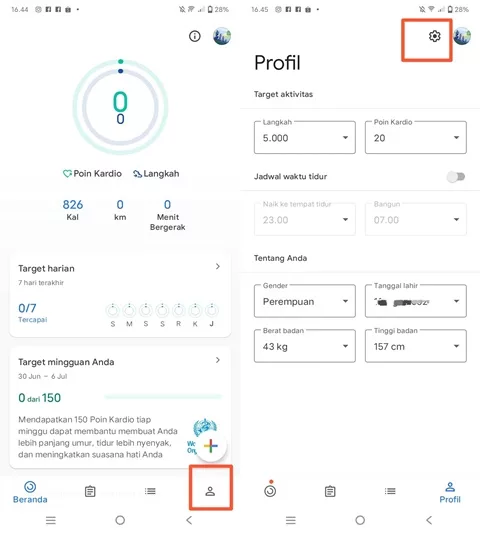 pengaturan google fit