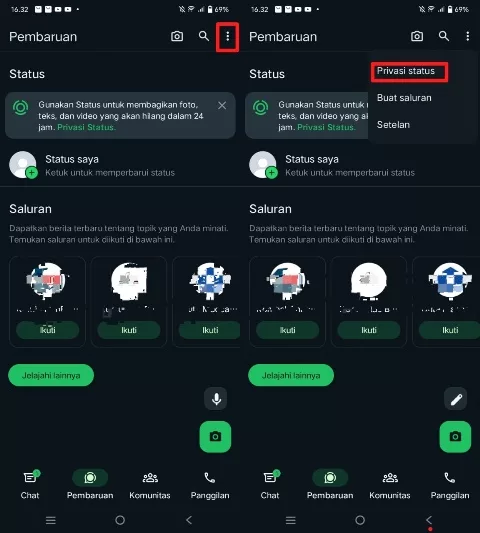 Privasi status WA