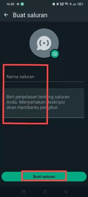 isi dan buat saluran