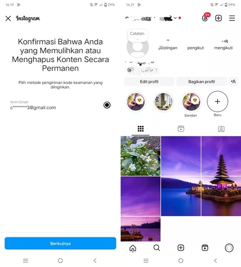 konfirmasi pengembalian postingan
