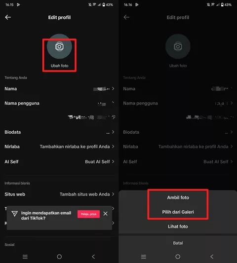 Ganti foto profil