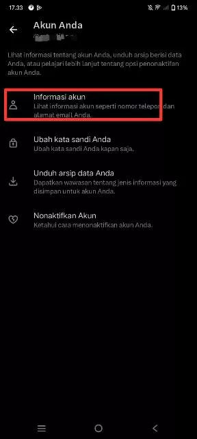 Info akun