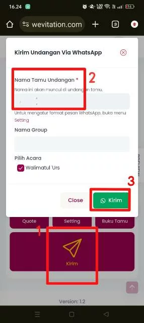 Kirim ke Tamu undangan