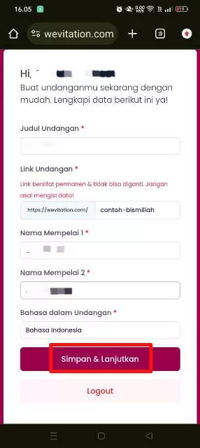 Simpan dan lanjutkan
